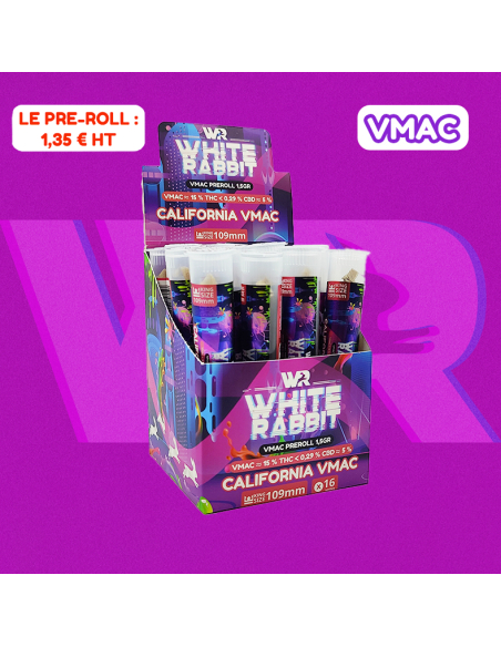 WHITE RABBIT - PRE-ROLL CALIFORNIA VMAC DISPLAY DE 16 UNITÉS_Grossiste VMAC